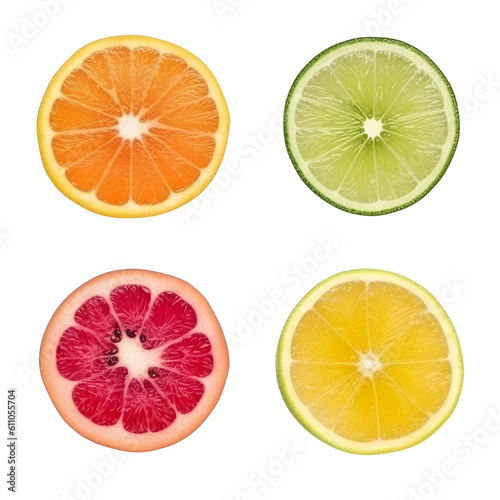 set of citrus fruits isolated on transparent background cutout 