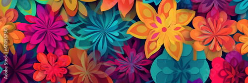 Modern colorful flower wallpaper background pattern design  banner  generative AI