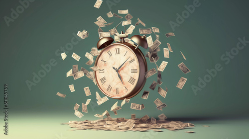 Time is money, Return on investment, deposit, growth of income and savings, Time management concept, Generative AI.