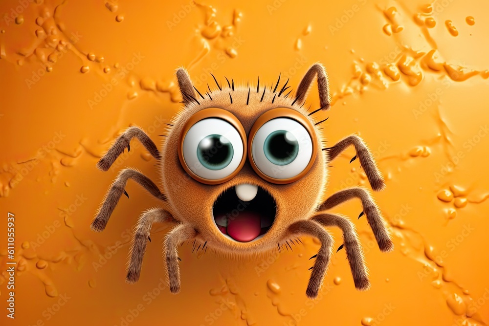 Fototapeta premium Cute Cartoon Spider Character. Generative AI