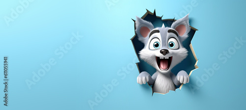 Cute Cartoon Wolf Breaking ...