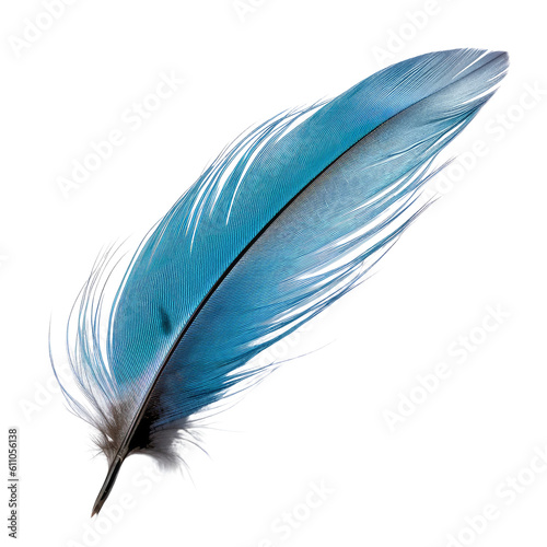 blue feather isolated on transparent background cutout  photo
