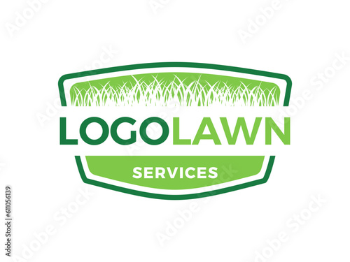 Lawn care services logo design vector illustration 