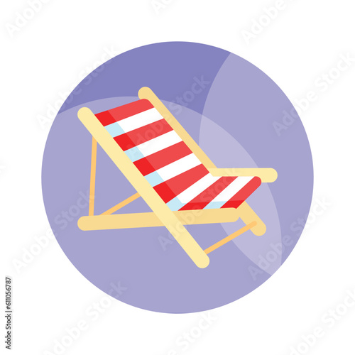 An editable icon of deck chair in modern style, easy to use vector of sunbed