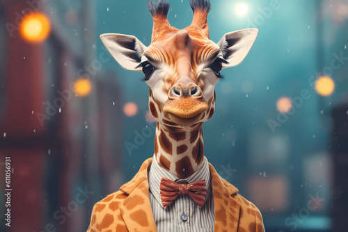 funny giraffe. Generative AI © fotomek