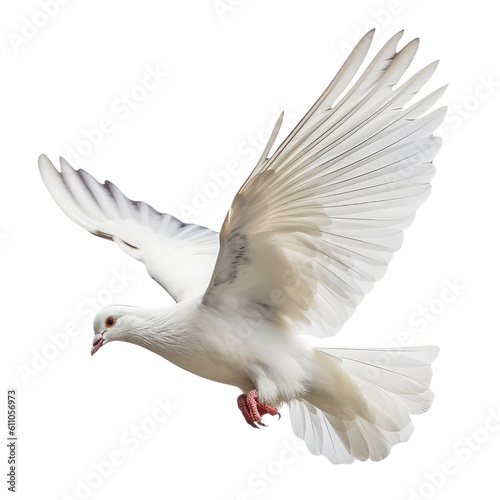white dove flying isolated on transparent background cutout  © Papugrat