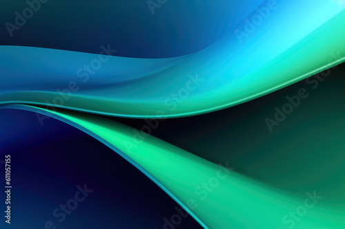 Abstract blue and green background with waves for design or presentation. Generative AI