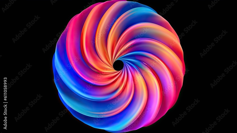 A colorful swirl on a black background. Angular symmetric spiral holographic gradient background. Created with Generative Ai Technology A colorful swirl on a black background. Angular symmetric spiral holographic gradient background. Created with Generative Ai Technology
