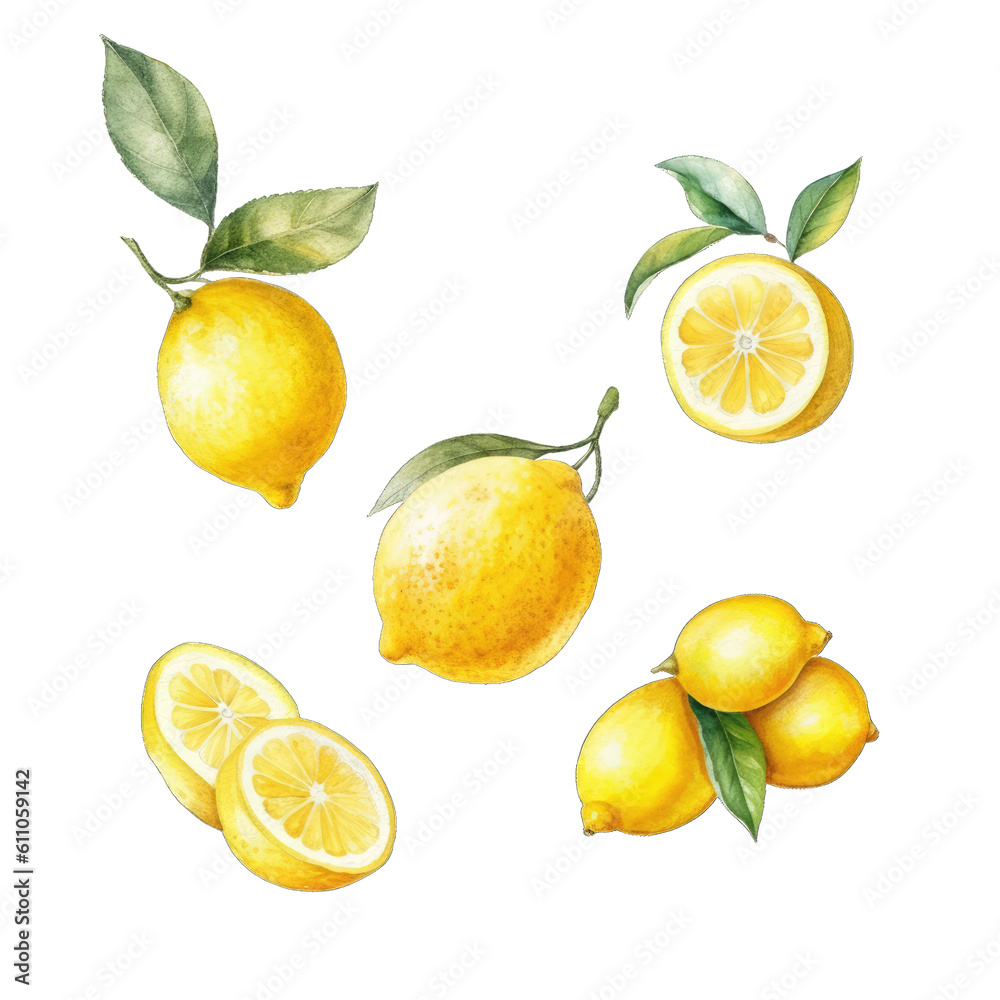Watercolor Style Cut-off Lemon Illustration Watercolor Style Cut-off Lemon Illustration