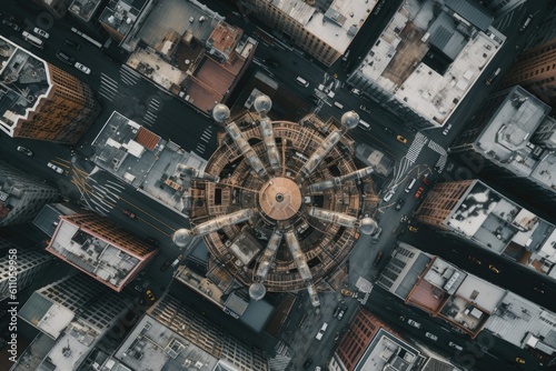 aerial view of busy city with drone providing unique perspective, created with generative ai © altitudevisual