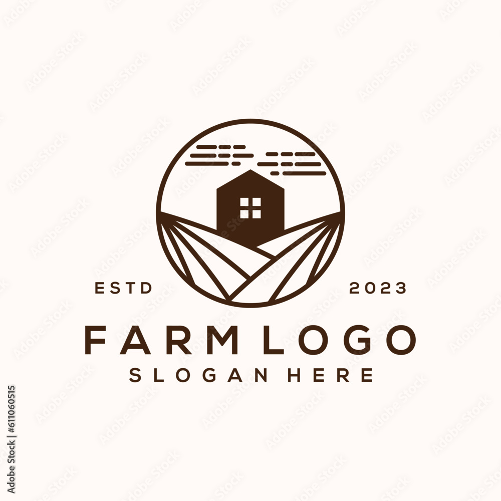 Vector eco green farm circle logo vector vintage icon flat farm logo ...