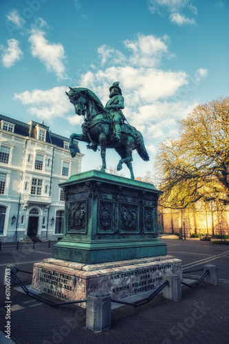 bronze equestrian statue of William of Orange at Noordeinde in The Hague; The Hague, Netherlands