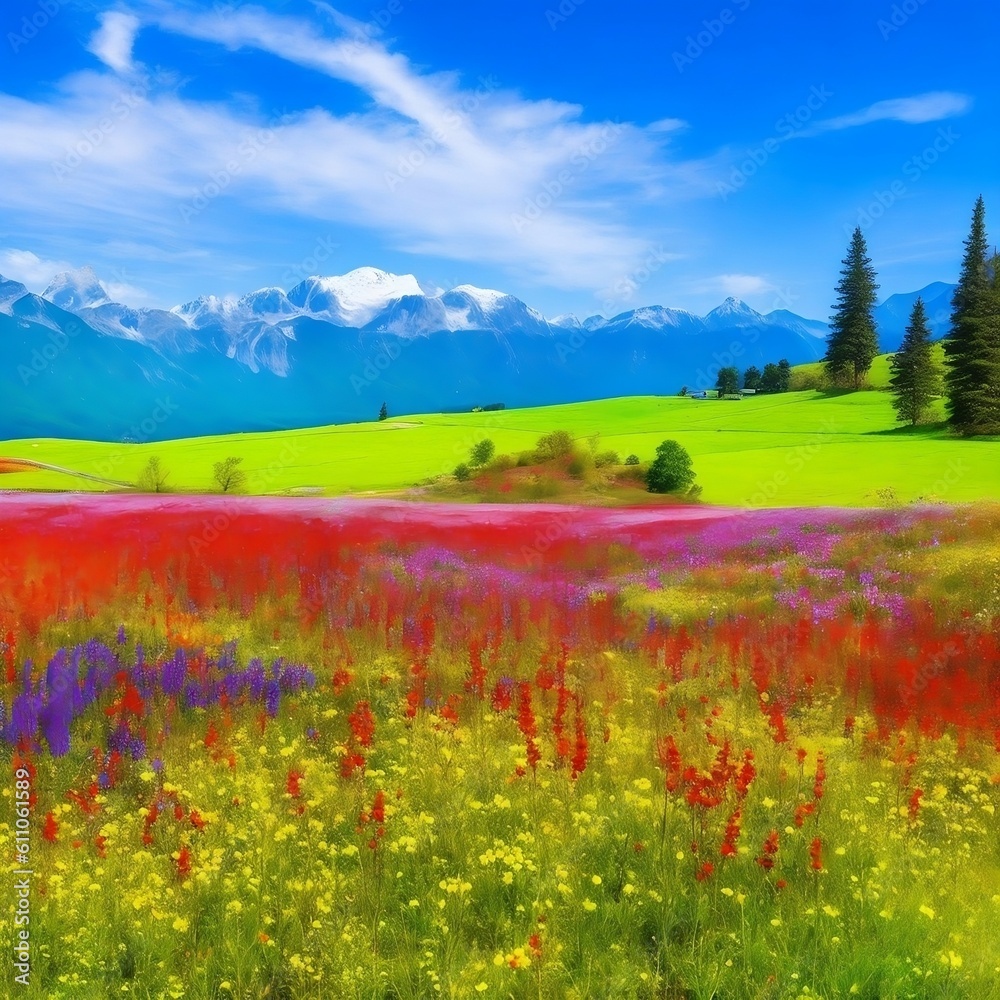 meadow with flowers AI Generative