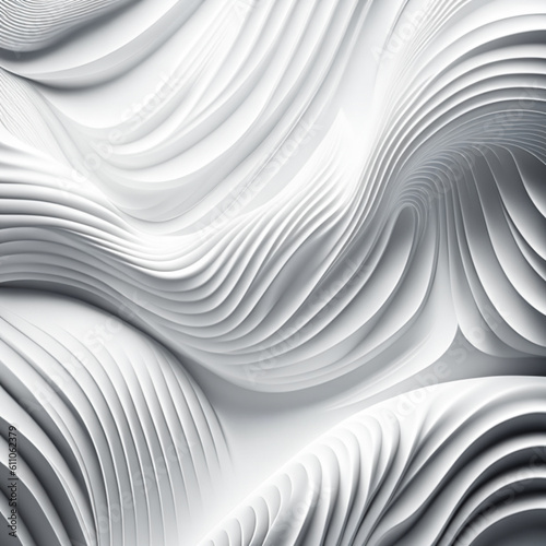 Abstract white wavy background. 3d rendering, 3d illustration.
