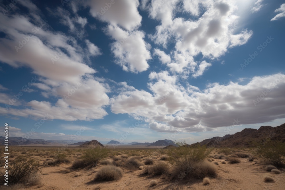 clouds rolling across the endless skies above a desert, created with generative ai