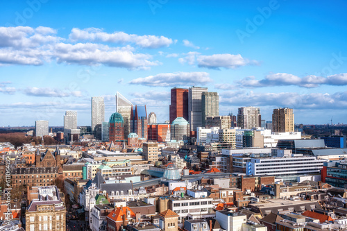 The Hague City Skyline with urban skycrapers