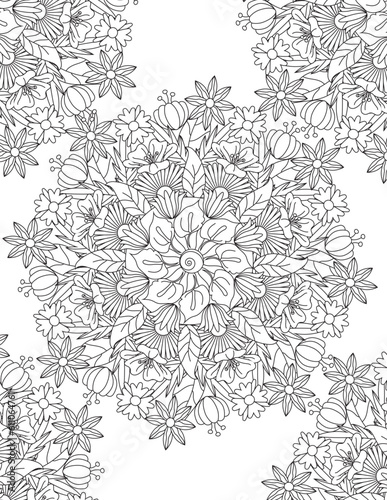 Full-page floral mandalas coloring book images pages for adults