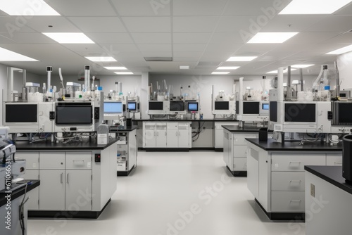 modern laboratory with clean lines, advanced equipment, and the latest technology, created with generative ai © altitudevisual