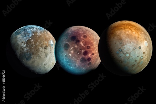 planets and their moons in stunning celestial portrait, created with generative ai