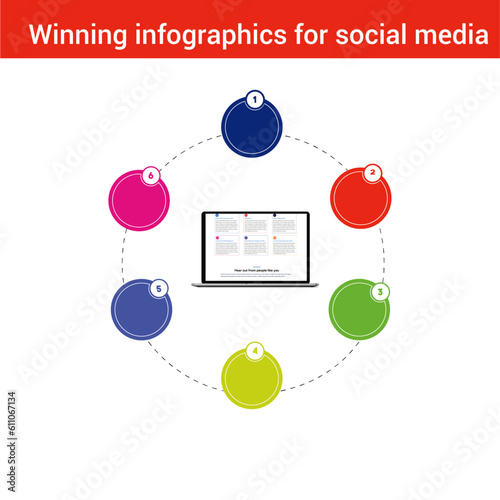Infographic design steps. Thin line vector. Infographics business concept. Can be used for info graphics, flow charts, presentations, web sites, banners, printed materials,social media template.