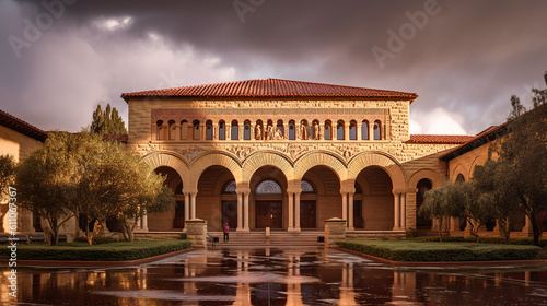 Fotografia The campus of the famous university in Stanford. Generative Ai