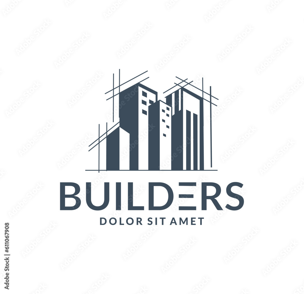 simple minimalist architect logo building construction design vector