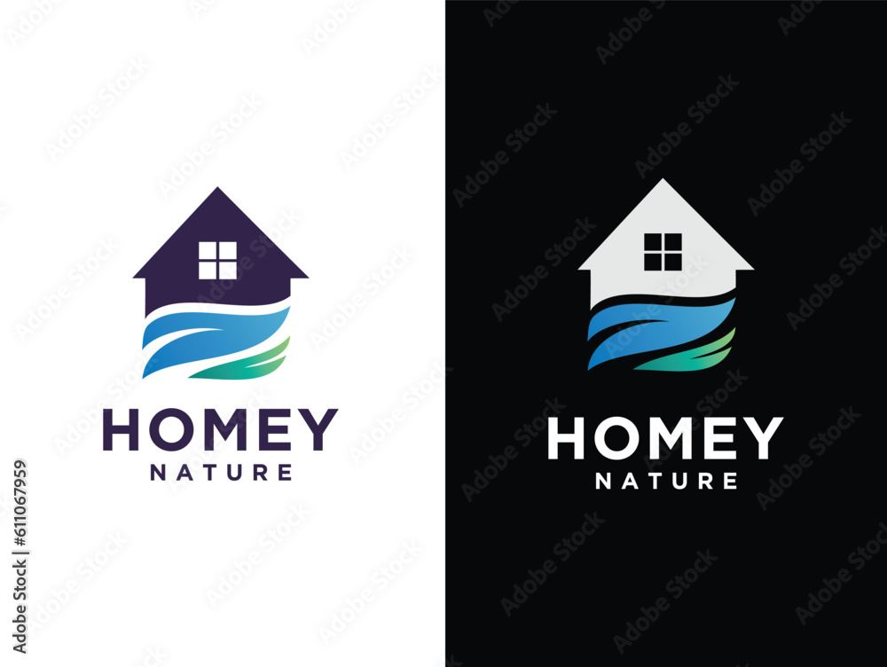 Nature House logo designs concept Fresh with black and white background