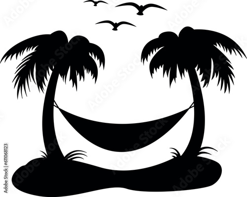 Hammock Palm Trees Beach Life SVG Cut File for Cricut and Silhouette, EPS Vector, PNG , JPEG , Zip Folder
