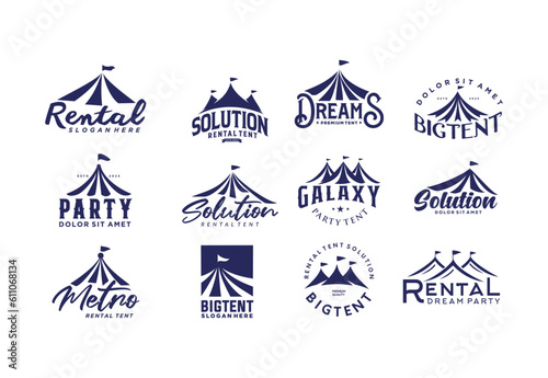 Set of Tent Party rental logo design template wedding or entertainment 