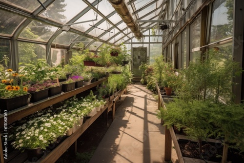 greenhouse to bring new life, growth and beauty to the garden, created with generative ai © altitudevisual