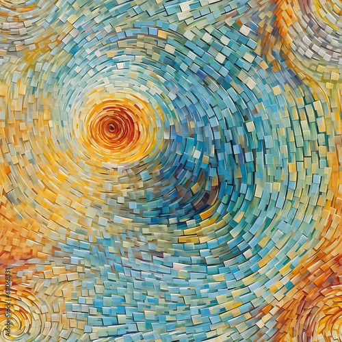 Fantasy colorful spiral dreamy mosaic vortex seamless repeat pattern  Generative AI  