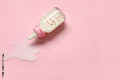 Bottle of milk for baby on ...
