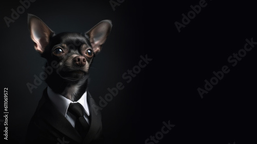 portrait of a dog chihuahua wearing a suit, , Generative AI © d-AI-n