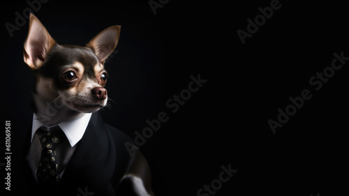 chihuahua dog in suit portrait, Generative AI © d-AI-n