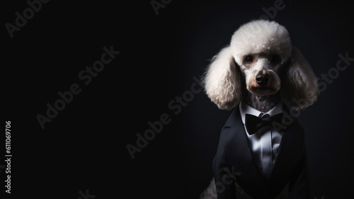 portrait of a dog poodle in suit, Generative AI © d-AI-n