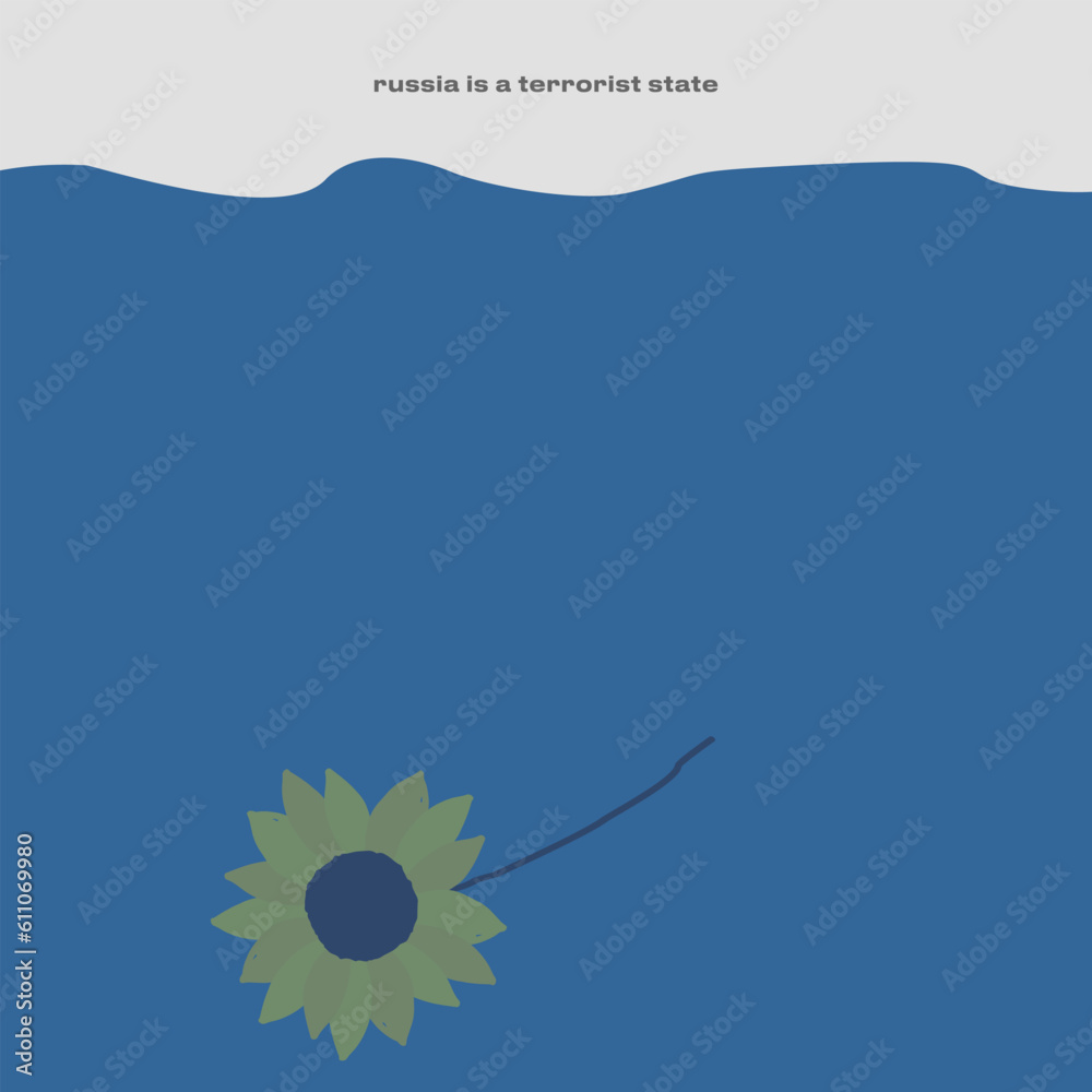 Obraz premium Vector illustration with sinking sunflower