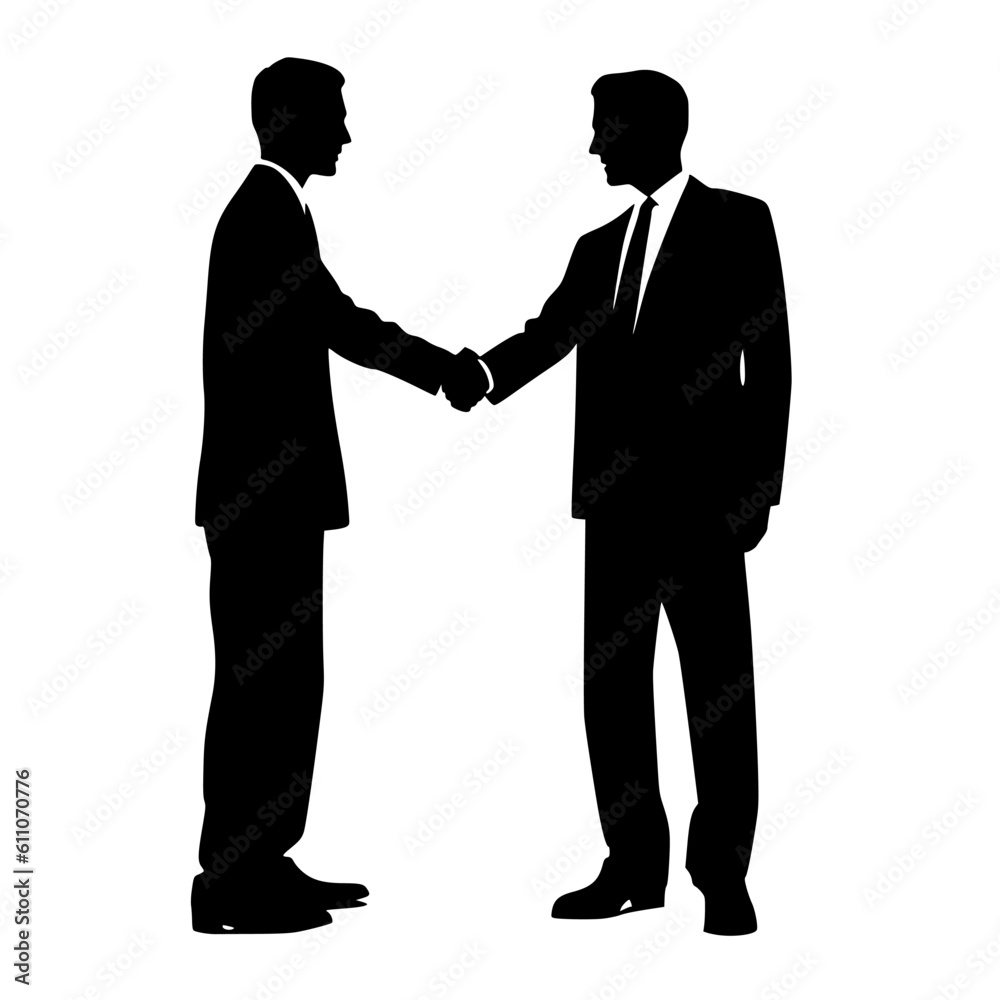Silhouette of businessman shaking hand vector illustration