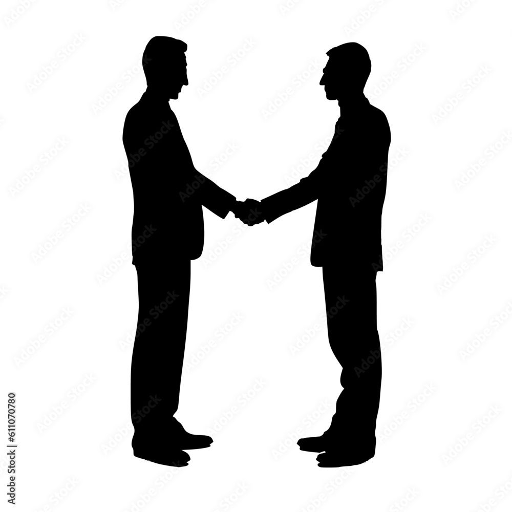 Silhouette of businessman shaking hand vector illustration