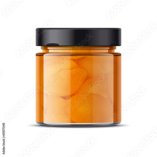 Glass jar for apricot jam 