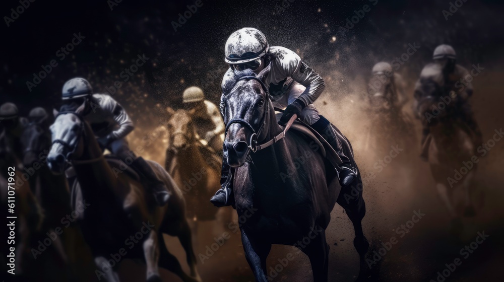 Equestrian Sport of Horse Racing with Jockeys generated by AI