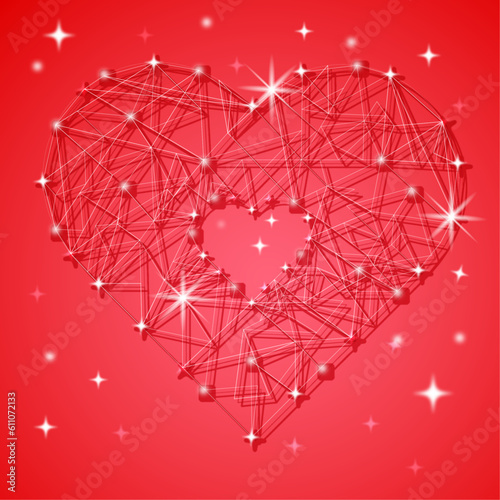HEART  VECTOR ILUSTRATION WITH SHINING ELEMENTS RED