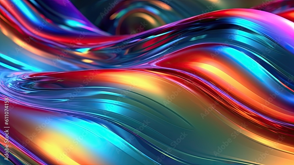 A colorful abstract background with holographic wavy lines. Created with Generative Ai Technology A colorful abstract background with holographic wavy lines. Created with Generative Ai Technology