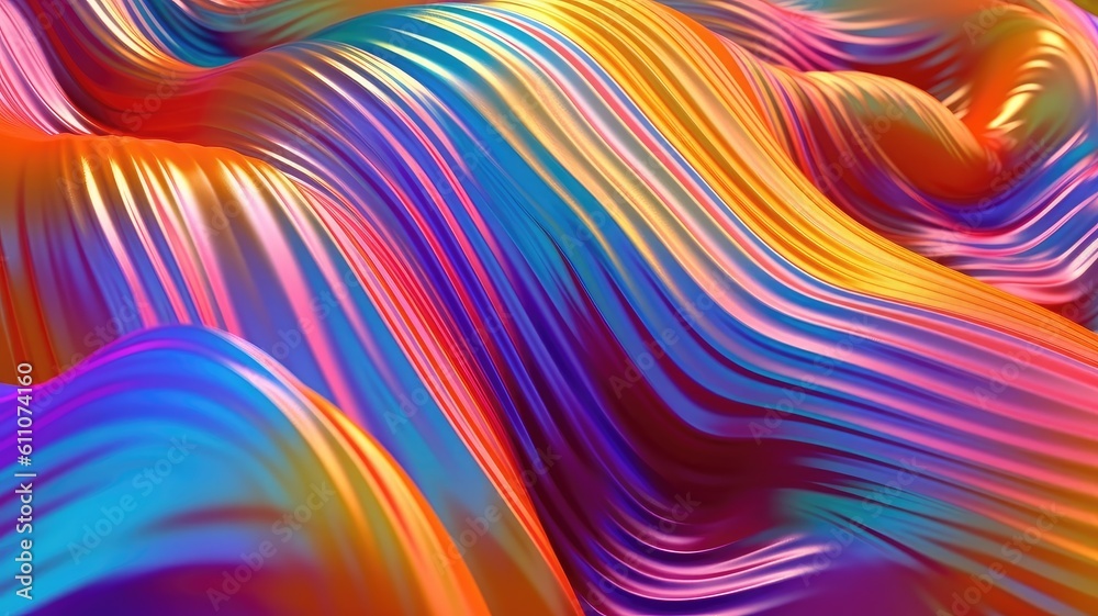 Fototapeta premium A colorful abstract background with holographic wavy lines. Created with Generative Ai Technology