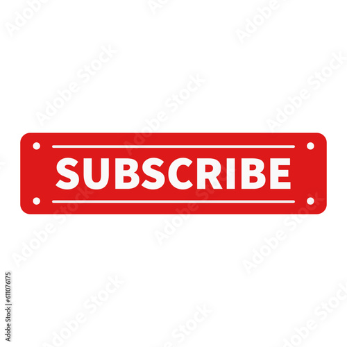 Subscribe In Red Color And Rectangle Shape With White Line

