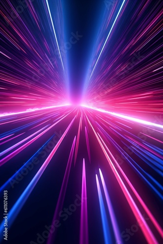 Abstract laser rays on a dark background,3d render illustration, generative Ai