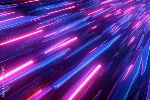 3d rendering of an abstract background with neon blue and pink stripes, generative Ai
