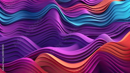 Abstract paper shapes background, bright colorful sliced layers with purple waves. Created with Generative Ai Technology