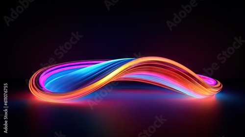 A colorful wave of light on a black background. Abstract background created with Generative Ai Technology