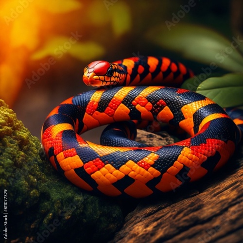 "Striking New Coral Snake: Encounter the vibrant beauty and serpentine allure of this captivating reptile. Order now to capture its mesmerizing presence!"
