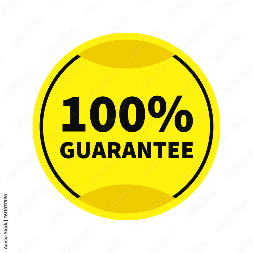 100 Guarantee In Yellow Color And Circle Shape With Black Line For Business
